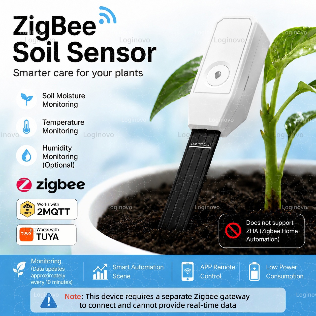 Smart Garden Home Assistant - Testeur de sol TUYA Zigbee, capteur